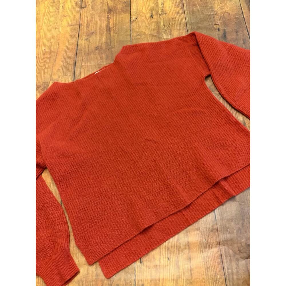 Sundance Womens 100% Cashmere Ribbed Sweater Rust Orange‎ Boat Neck Petite Large
